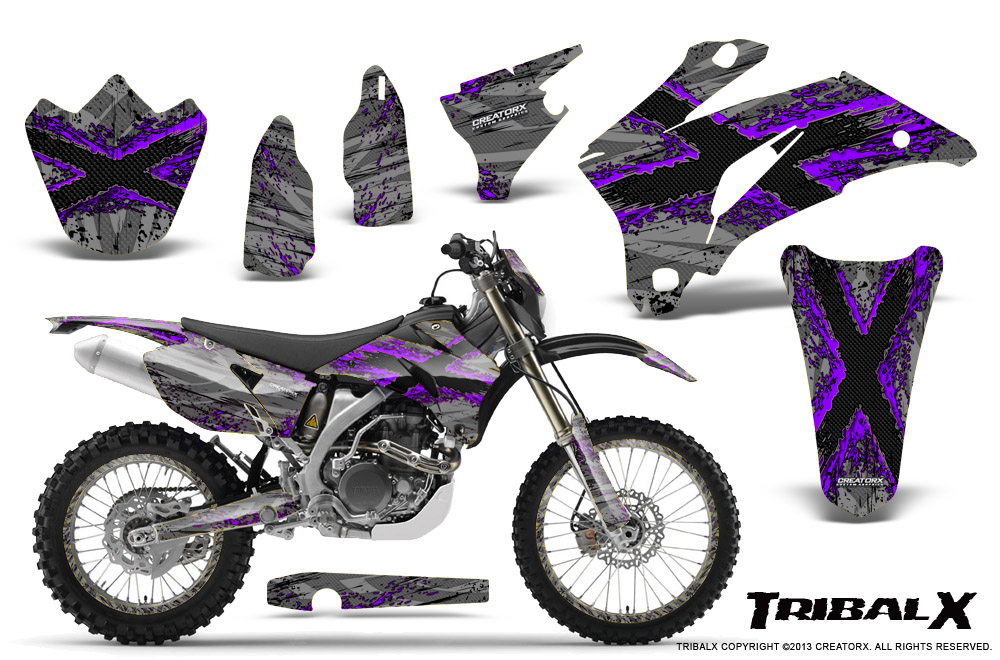 Yamaha WR 250-450 07-10 Graphics Kit TribalX Purple Silver NP Rims